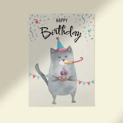 Birthday card the grey cat